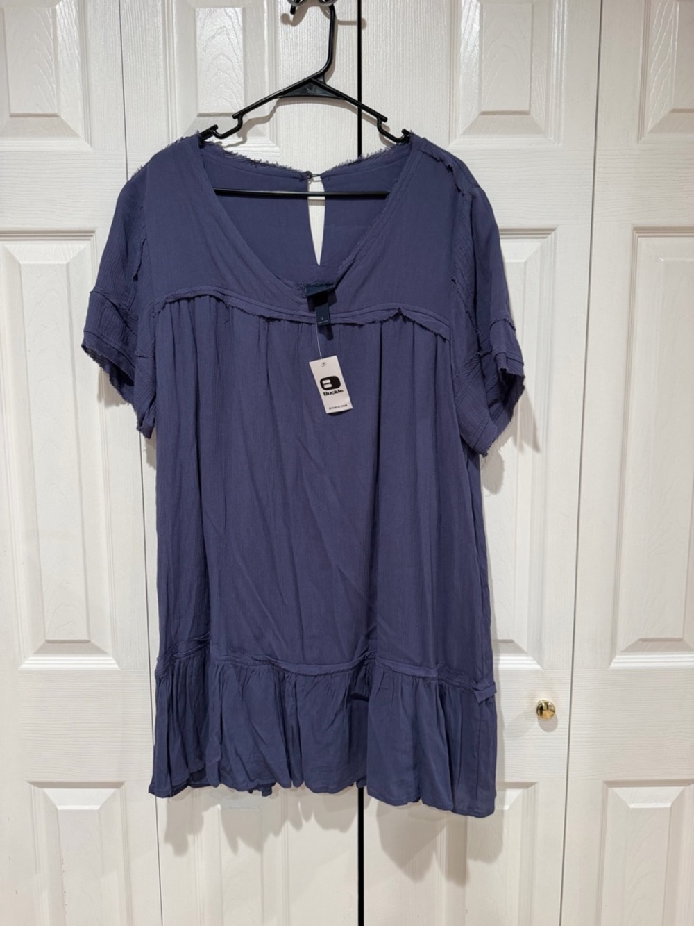 Buckle Women's Short Sleeve V-Neck Tunic - Slate Blue